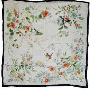 Finch & Flower Design 100% Silk Scarf